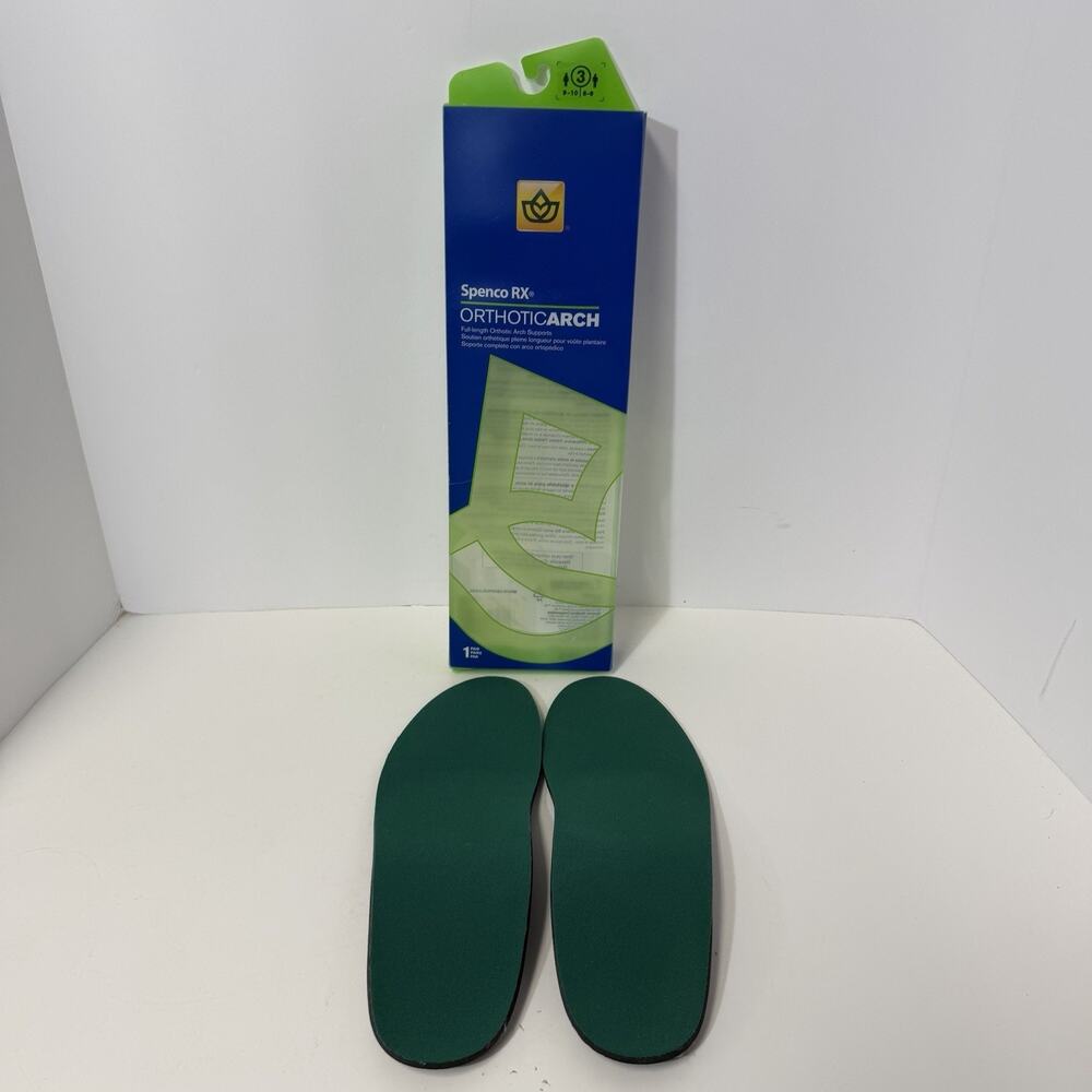 Spenco RX Orthotic Arch Support Insoles Full Length Size Women 9-10 Men 8-9 New